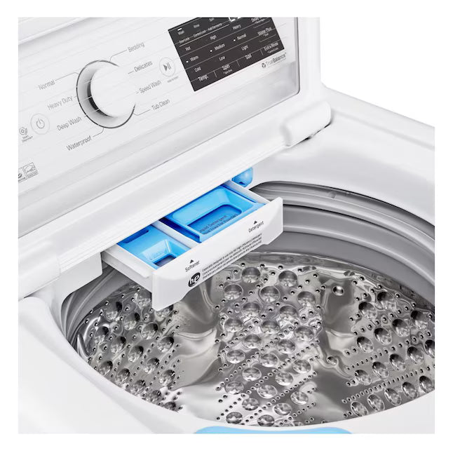 LG 4.5-cu ft High Efficiency Impeller Top-Load Washer ENERGY STAR in White WT7060CW - Certified Refurbished and LG 7.3 cu. ft. Ultra Large Capacity Smart wi-fi Enabled Rear Control Gas Dryer with EasyLoad™ Door DLG7401WE - Certified Refurbished