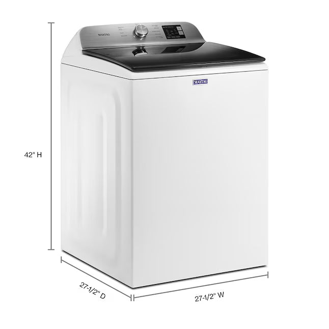 Maytag Top Load 4.8 cu ft Washer with Deep Fill and Slow-Close Glass Lid MVW6200KW - Scratch & Dent (Moderate) and Maytag 7.0 cu ft Electric Dryer with Moisture Sensing and Quick Dry Cycle T8713 - MED6200KW - Scratch & Dent (Minor)