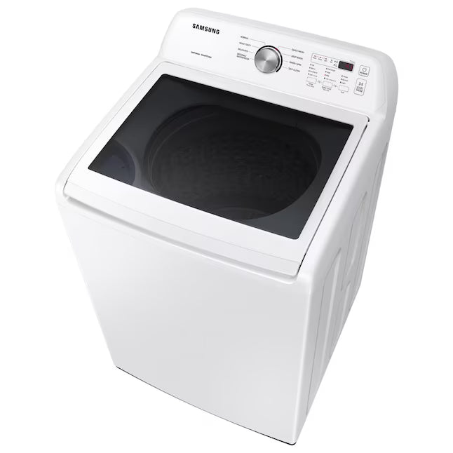 Samsung 4.5 cu. ft. Top Load Washer with Vibration Reduction Technology+ in White WA45T3200AW - Certified Refurbished and Samsung 7.2 cu. ft. Electric Dryer with Sensor Dry in White DVE45T3200W - Scratch & Dent (Minor)