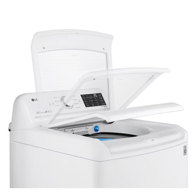 LG 4.5-cu ft High Efficiency Impeller Top-Load Washer ENERGY STAR in White WT7060CW - Certified Refurbished and LG 7.3 cu. ft. Ultra Large Capacity Smart wi-fi Enabled Rear Control Gas Dryer with EasyLoad™ Door DLG7401WE - Certified Refurbished