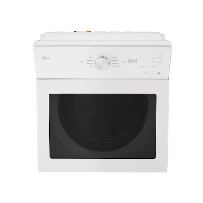 LG 5.0 cu.ft. SMART Top Load Washer in Alpine White with TurboWash WT8200CW - Scratch & Dent (Minor) and LG 7.3 cu. ft. Ultra Large Capacity Rear Control Electric Dryer with AI Sensing and ThinQ® Smart Features DLE8200W - Scratch & Dent (Moderate)