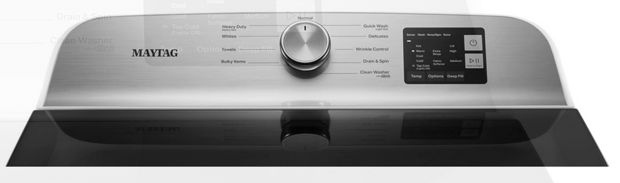 Maytag Top Load 4.8 cu ft Washer with Deep Fill and Slow-Close Glass Lid 30133SD155 - MVW6200KW - Scratch & Dent (Moderate)
