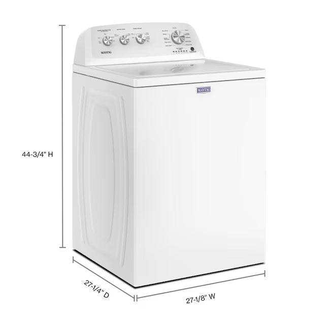 Maytag Top Load 3.8 cu. ft. Washer with Deep Fill and Quick Wash Cycle MVW4005SW - Open Box and Maytag Top Load Electric Wrinkle Prevent 7.0 cu. ft. Dryer with Auto Dry MED4005SW - Scratch & Dent (Moderate)
