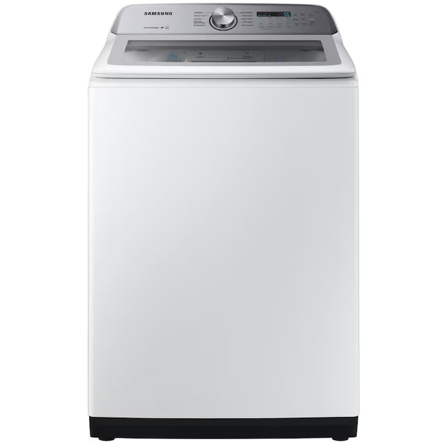 Samsung White Top Load 5.0 Cu. Ft. Washer with Active Water Jet WA50R5200AW - Certified Refurbished and Samsung White Electric 7.4 Cu. Ft. Dryer with Sensor Dry DVE50R5200W - Certified Refurbished