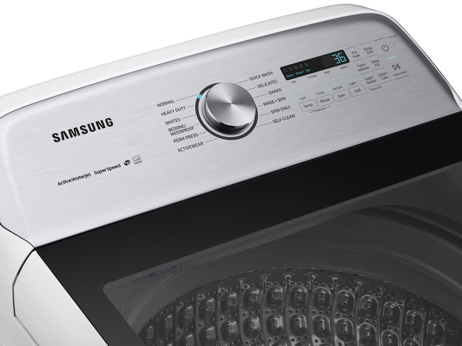 Samsung Top Load 5.0 Cu. Ft. Washer with Super Speed in White 31135SD249 - WA50R5400AW - Scratch & Dent (Moderate)