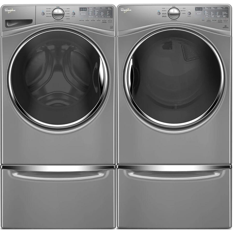 Whirlpool 4.5 cu. ft. Smart Front Load ENERGY STAR® Washer with FreshFlow™ Vent System WFW5720RR - Scratch & Dent (Minor) and Whirlpool 7.4 cu. ft. 240-Volt Stackable Electric Vented Dryer with Steam Refresh WED90HEFC - Certified Refurbished