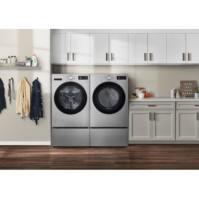 LG 5.0 cu. ft. Mega Capacity Smart Front Load Washer with TurboWash® 360° and AI Sensing WM5800HVA - Scratch & Dent (Minor) and LG 7.4-cu ft Stackable Vented Electric Dryer with Steam Cycle in Graphite Steel DLEX5800V - Scratch & Dent (Minor)