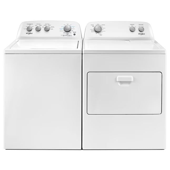 Whirlpool White Top Load 3.8 Cu. Ft. Washer with Late Lid Lock WTW4655JW2 - Certified Refurbished and Whirlpool 7.0 cu. ft. Electric Dryer with Auto-Moisture Sensing WED4850HW - Certified Refurbished