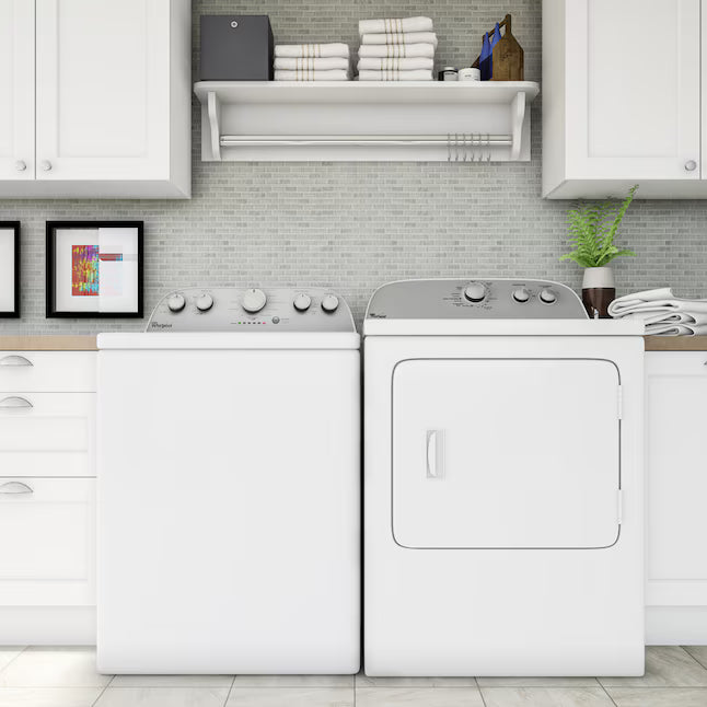 Whirlpool Top Load 3.5 Cu. Ft. Washer with Deep Water Wash Option WTW4816FW - Scratch & Dent (Major) and Whirlpool White Gas 7.0 Cu. Ft. Vented Dryer with Wrinkle Shield Option and AutoDry Drying System WGD4815EW - Scratch & Dent (Major)
