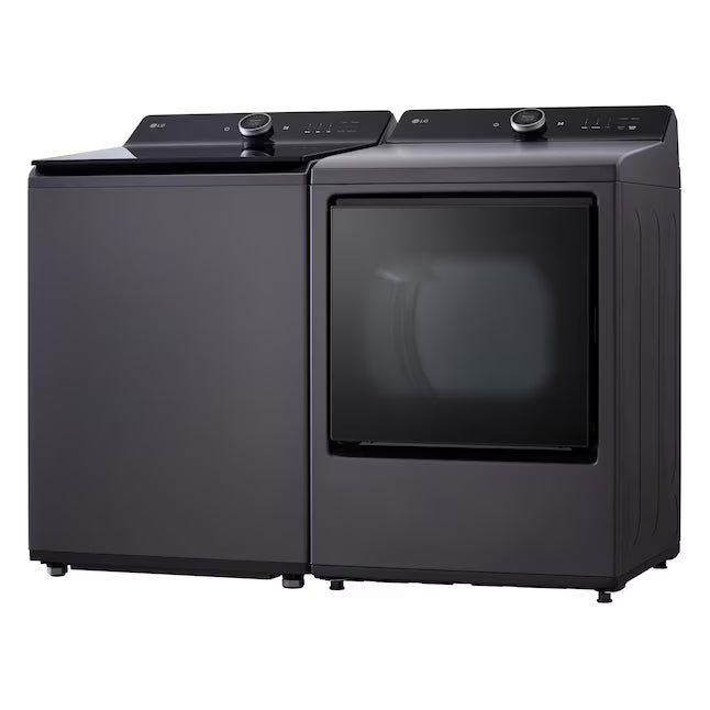 LG  5.5 Cu. Ft. High Efficiency Smart Top Load Washer with EasyUnload WT8600CB - Scratch & Dent (Minor) and LG 7.3 cu. ft. Ultra Large Capacity Rear Control Electric Dryer with LG EasyLoad™ Door and TurboSteam™ DLEX8600BE - Scratch & Dent (Minor)