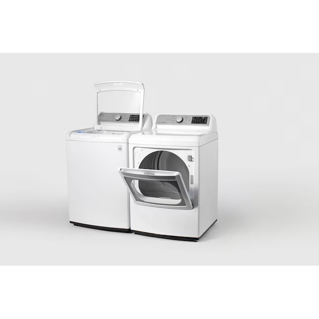 LG 5.5 cu. ft. Mega Capacity Smart Wi-Fi Enabled Top Load Washer with Impeller WT7400CW - Certified Refurbished and LG 7.3 cu. ft. Ultra Large Capacity Smart Wi-Fi Enabled Electric Dryer with Sensor Dry Technology DLE7300WE - Certified Refurbished