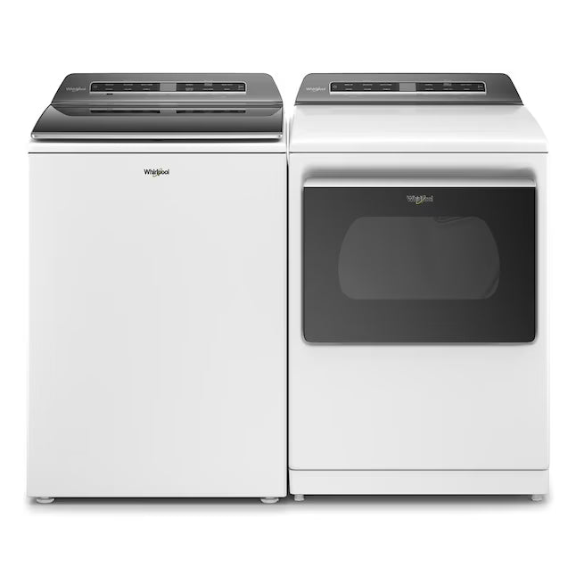 Whirlpool Top Load 4.7 Cu. Ft. Washer with 2-in-1 Removable Agitator in White WTW5057LW - Open Box and Whirlpool 7.4 cu. ft. White Electric Dryer with Steam and Advanced Moisture Sensing Technology, ENERGY STAR 16263 - WED8127LW - Scratch & Dent (Minor)