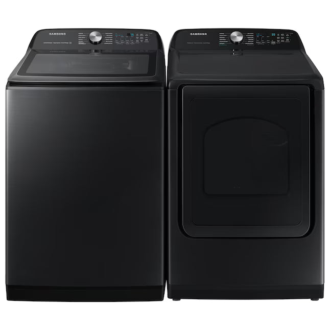 Samsung 5.1 cu. ft. Smart Top Load Washer with ActiveWave™ Agitator and Super Speed Wash WA51A5505AV - Certified Refurbished and Samsung 7.4 Cu. Ft. Smart Electric Dryer with Steam Sanitize+ in Black 16298 - DVE55CG7100V - Scratch & Dent (Minor)