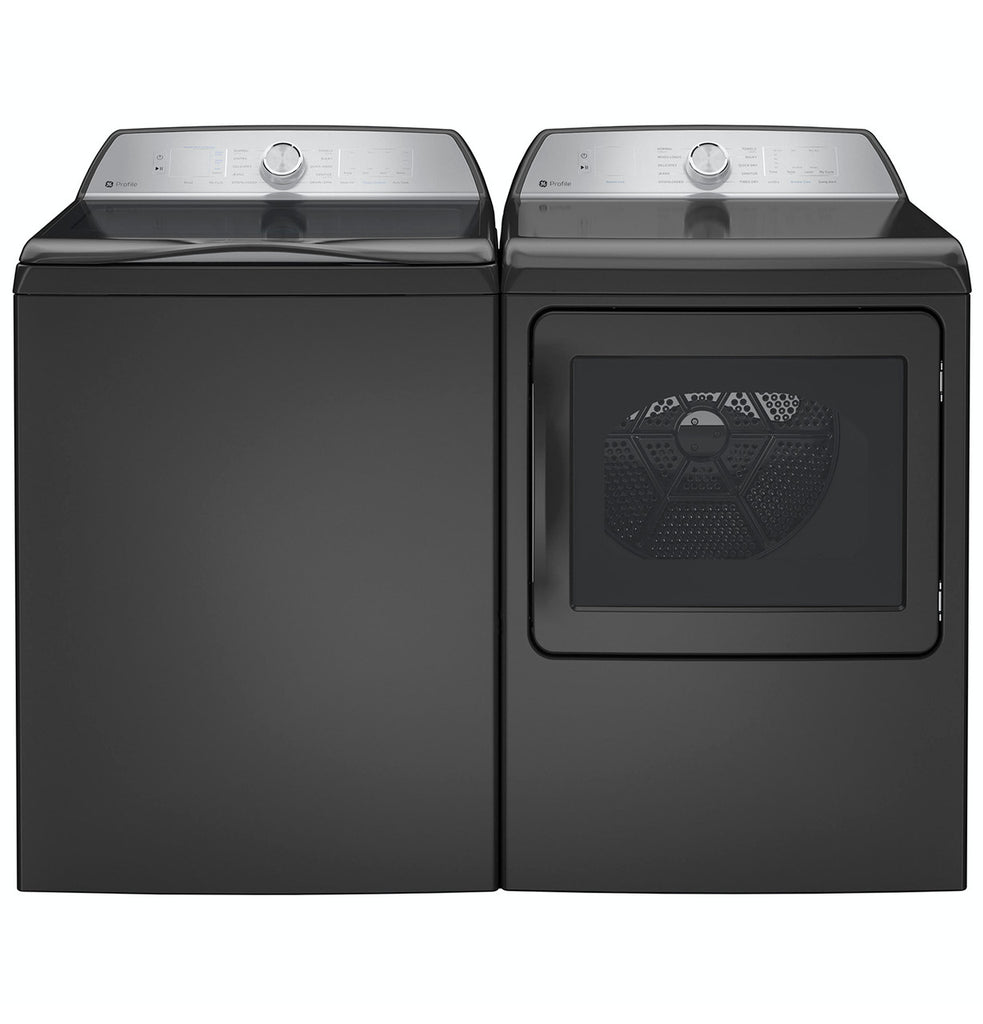 Pictures of GE Profile™ ENERGY STAR® 5.0 cu. ft. Capacity Washer with Smarter Wash Technology and FlexDispense™ PTW600BPRDG - New in Box and GE Profile ENERGY STAR 7.4 cu. ft. Electric Dryer with 120 ft. Venting in Diamond Gray GE9874E - PTD60EBPRDG - New in Box - Neu Appliance Outlet - Discount Appliance Outlet in Austin, Tx