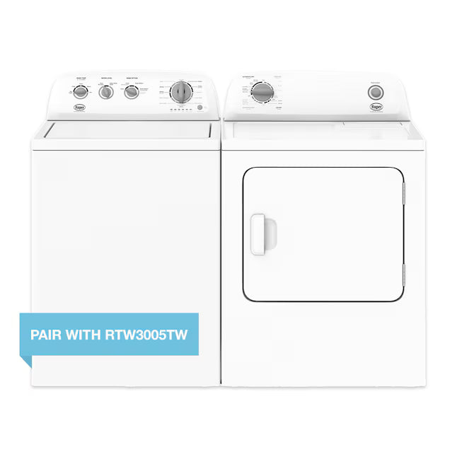 Roper 3-cu ft Agitator Top-Load Washer in White RTW4640YQ - Certified Refurbished and Roper 6.7-cu ft Vented Electric Dryer in White RED3005TW - Scratch & Dent (Minor)
