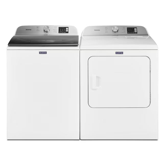 Maytag Top Load 4.8 cu ft Washer with Deep Fill and Slow-Close Glass Lid MVW6200KW - Scratch & Dent (Minor) and Maytag 7.0 cu ft Electric Dryer with Moisture Sensing and Quick Dry Cycle 16190 - MED6200KW - Scratch & Dent (Moderate)