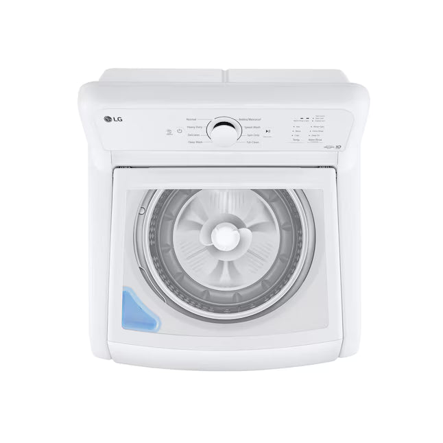LG Top Load 4.1 Cu. Ft. Washer with TurboDrum Technology in White WT6105CW - Scratch & Dent (Moderate) and LG 7.3 Cu. Ft.  Electric Rear Control Ultra Large Capacity Dryer in White with Sensor Dry 16297 - DLE6100W - Open Box