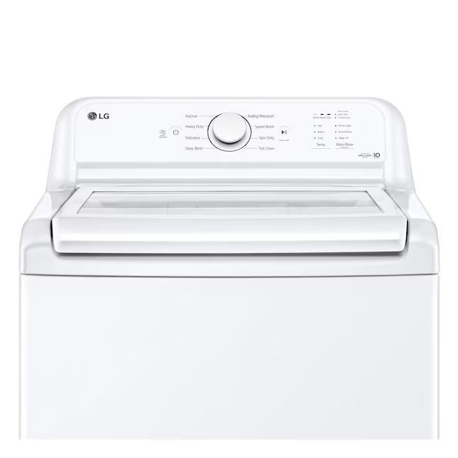 LG Top Load 4.1 Cu. Ft. Washer with TurboDrum Technology in White WT6105CW - Scratch & Dent (Moderate) and LG 7.3 Cu. Ft.  Electric Rear Control Ultra Large Capacity Dryer in White with Sensor Dry 16297 - DLE6100W - Open Box