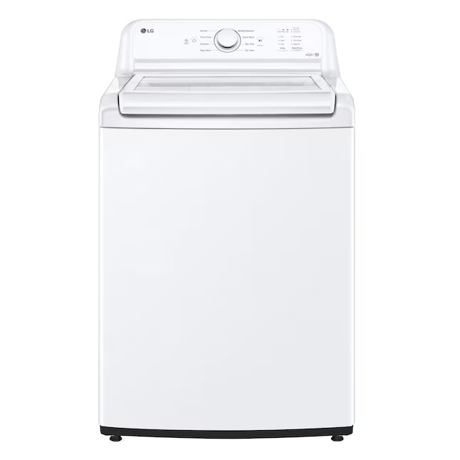 LG Top Load 4.1 Cu. Ft. Washer with TurboDrum Technology in White WT6105CW - Scratch & Dent (Moderate) and LG 7.3 Cu. Ft.  Electric Rear Control Ultra Large Capacity Dryer in White with Sensor Dry 16297 - DLE6100W - Open Box