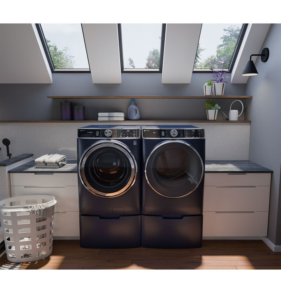 GE Profile™ 7.8 cu. ft. Capacity Front Load Smart Electric Steam Dryer and Sanitize Cycle with Built-in WiFi PFD87ESPVRS - Scratch & Dent (Minor)