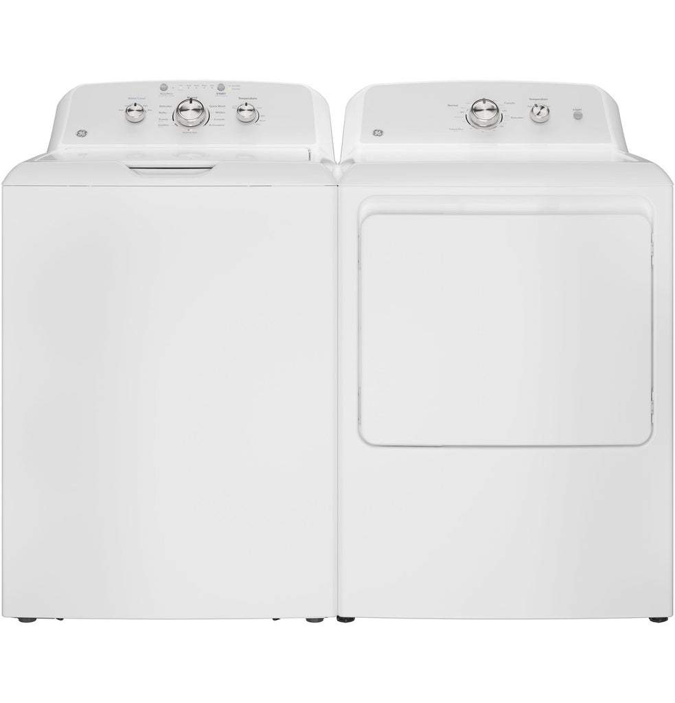 GE® 4.3 cu. ft. Capacity Washer with Stainless Steel Basket GTW385ASWWS - Certified Refurbished and GE® 7.2 cu. ft. Capacity Electric Dryer with Up To 120 ft. Venting and Reversible Door 16081 - GTD38EASWWS - Certified Refurbished